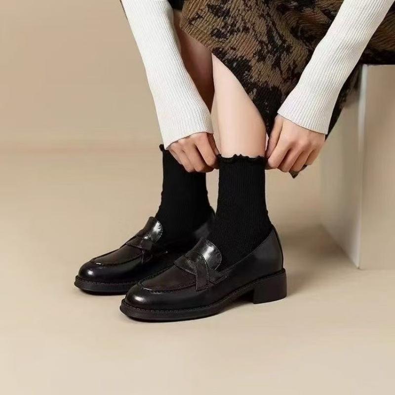 Vintage Fashion Dresses - レディース ビンテージ ペニー ローファー スリッポン ローヒール