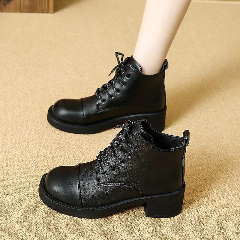 女性ショートブーツ秋冬新ファッションレースアップヴィンテージ - Vintage Outdoor Fashion のレビューと価格