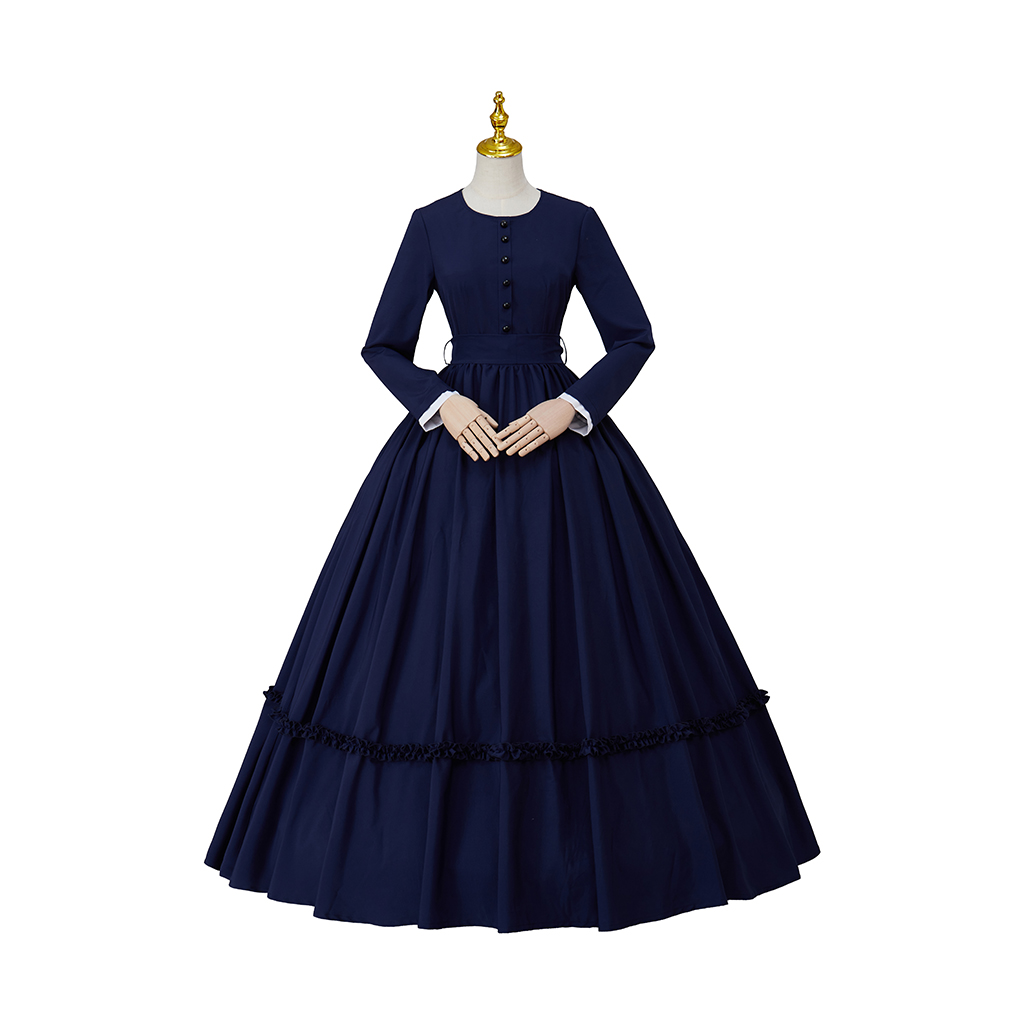 女性ネイビーブルービクトリア朝南北戦争ドレスコスチュームヴィ - Vintage Fashion Dresses のレビューと価格