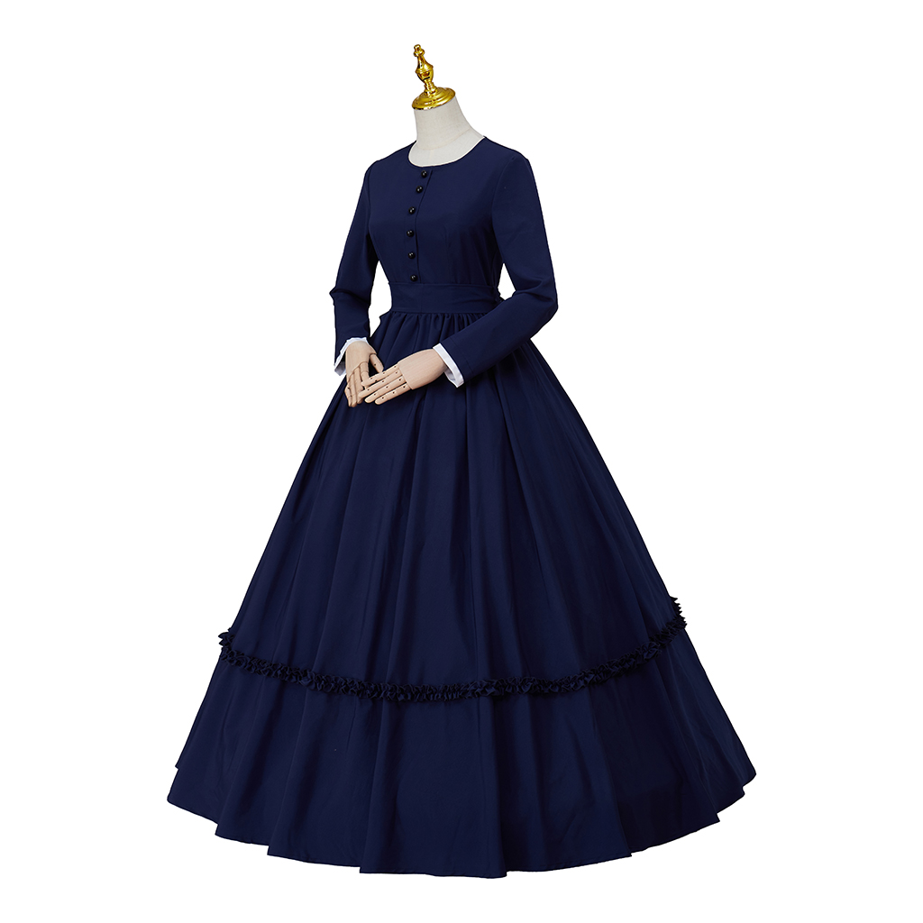 女性ネイビーブルービクトリア朝南北戦争ドレスコスチュームヴィ - Vintage Fashion Dresses のレビューと価格