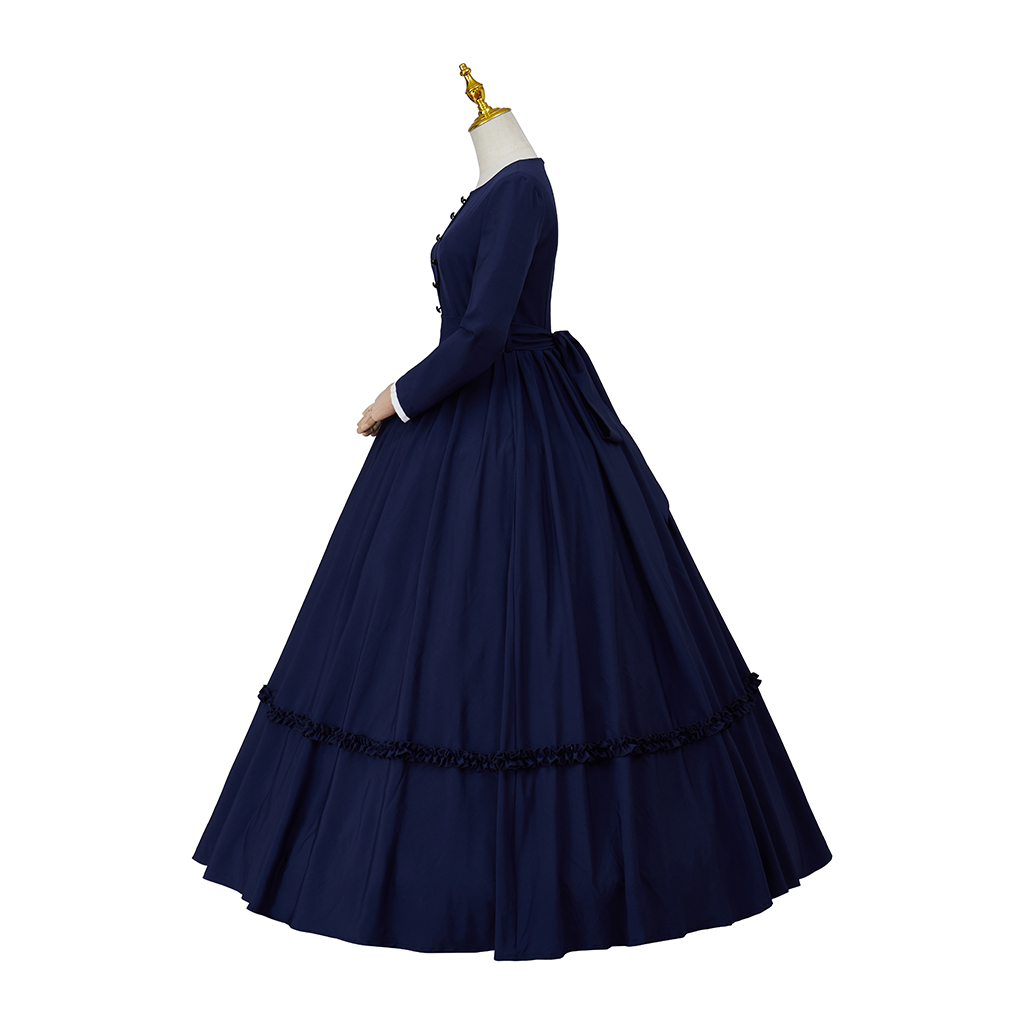 女性ネイビーブルービクトリア朝南北戦争ドレスコスチュームヴィ - Vintage Fashion Dresses のレビューと価格